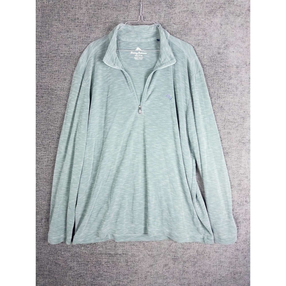 Tommy Bahama Quarter Zip Pullover Mens XXL Mint Green Logo Resort